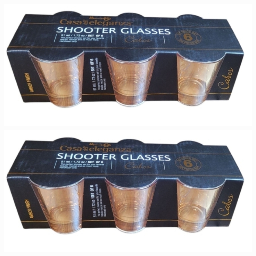 2 Packs Amber Shot Glasses Casa De Eleganza Shooter Glasses Set